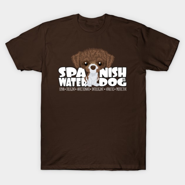 Spanish Water Dog (Brown&White) - DGBigHead T-Shirt by DoggyGraphics